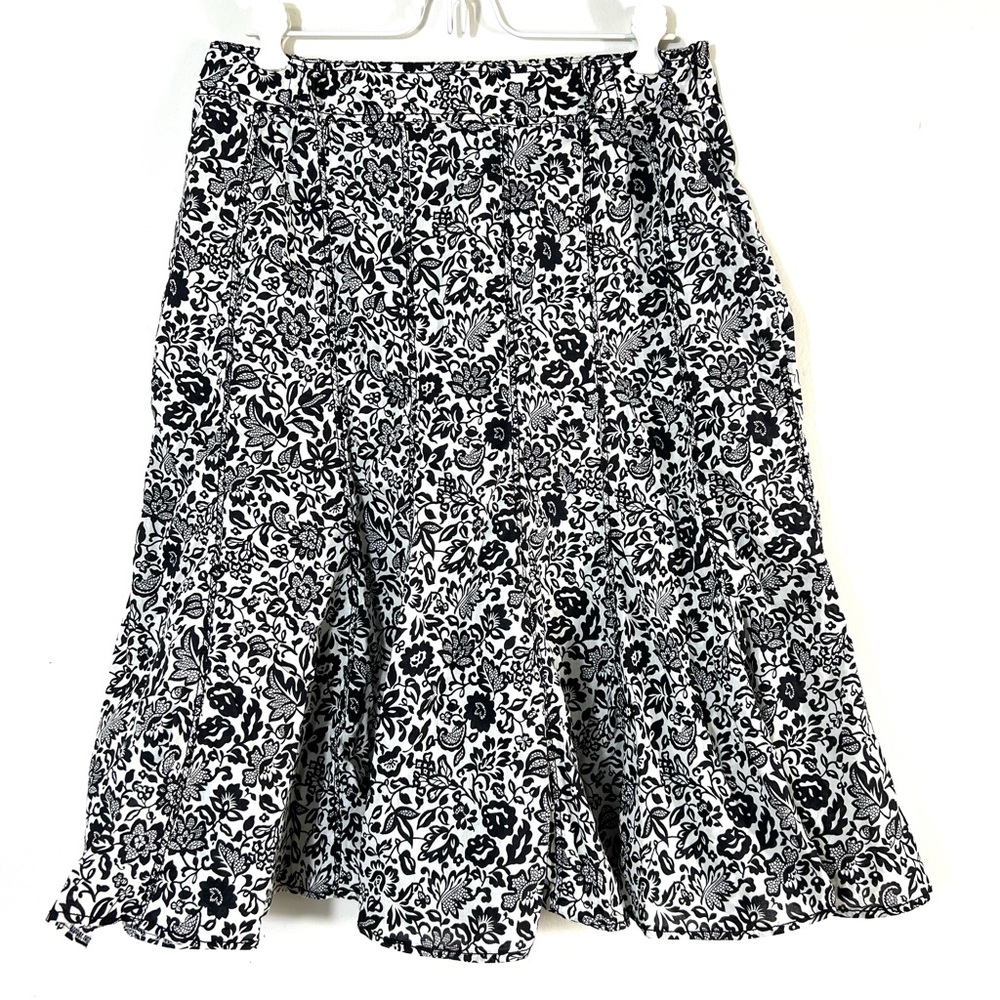 Gerard  Darel Flowy Midi Length Floral Black/White Skirt Sz S/M